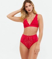 New Look Red Scallop Lace High Waist Briefs